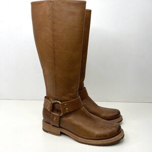 Frye Veronica Harness Boots Womens US Size 7.5 Brown Leather Riding Moto Biker